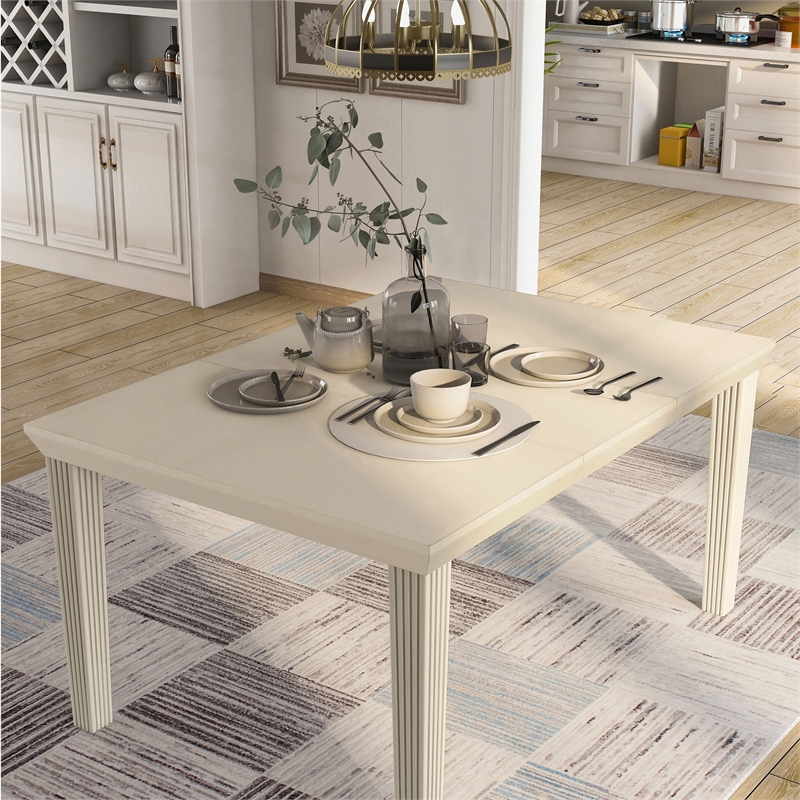 Furniture of America Tabitha Wood Extendable Dining Table in Antique White