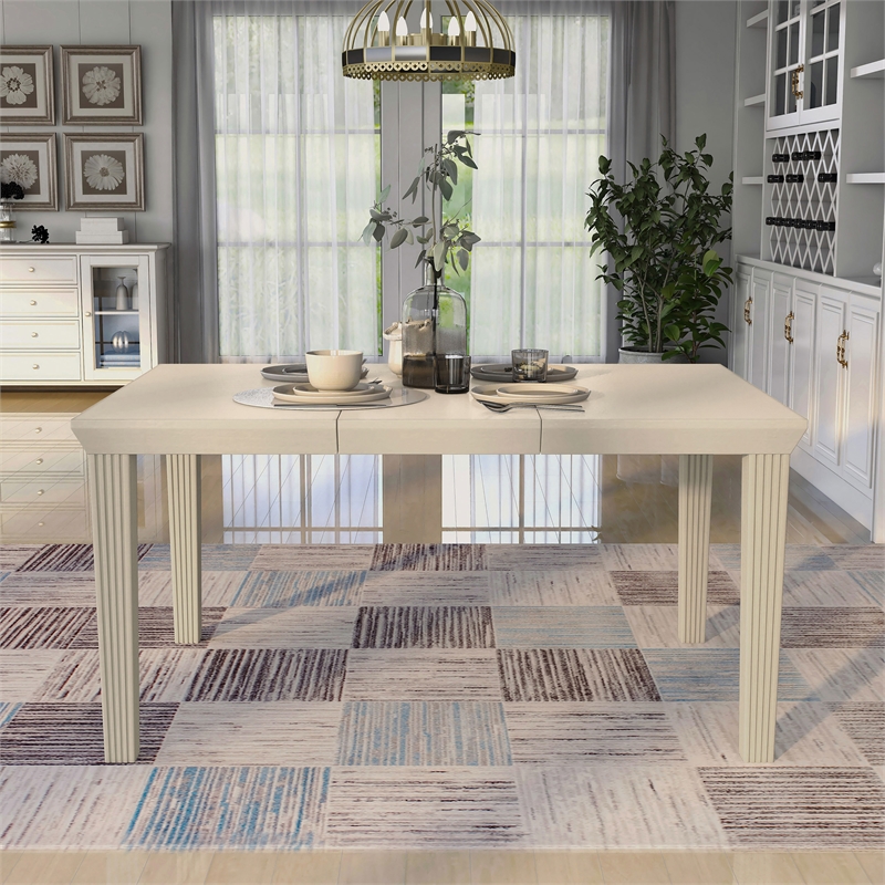 Furniture of America Tabitha Wood Extendable Dining Table in Antique White