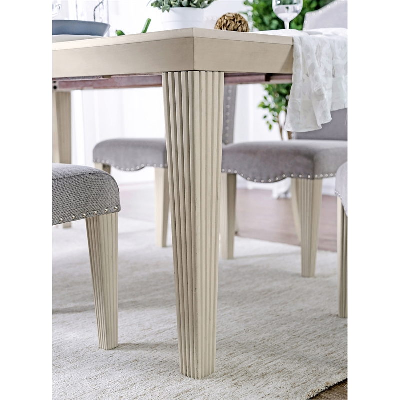 Furniture of America Tabitha Wood Extendable Dining Table in Antique White