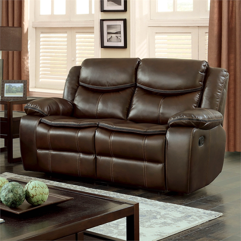 brown leather reclining love seat