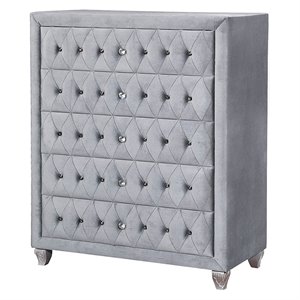 furniture of america serena transitional fabric 5-drawer tufted chest