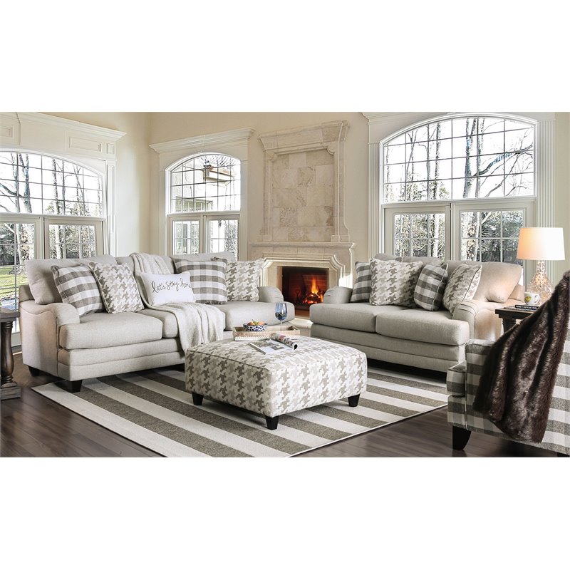 Furniture of America Verdugo Fabric Upholstered Loveseat in Light Gray