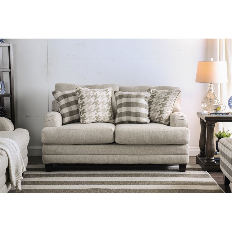 Furniture of America Verdugo Fabric Upholstered Loveseat in Light Gray