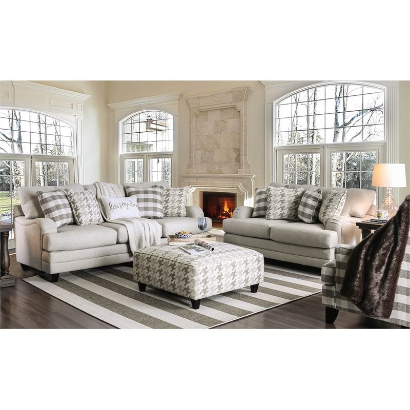 Furniture of America Verdugo Transitional Fabric Sofa in Light Gray
