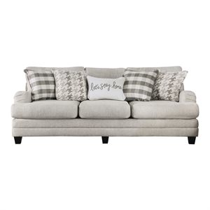 Furniture of America Verdugo Transitional Fabric Sofa in Light Gray