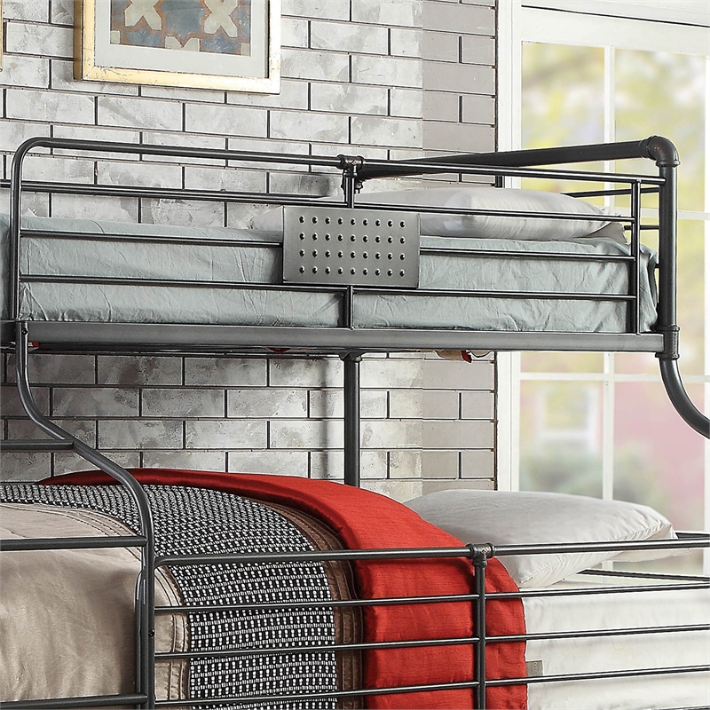 Furniture of America Bryon Metal Twin/Full/Queen Triple Bunk Bed in Black