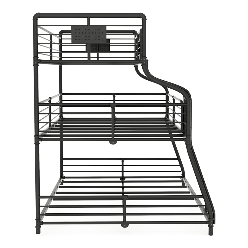 Furniture of America Bryon Metal Twin/Full/Queen Triple Bunk Bed in Black