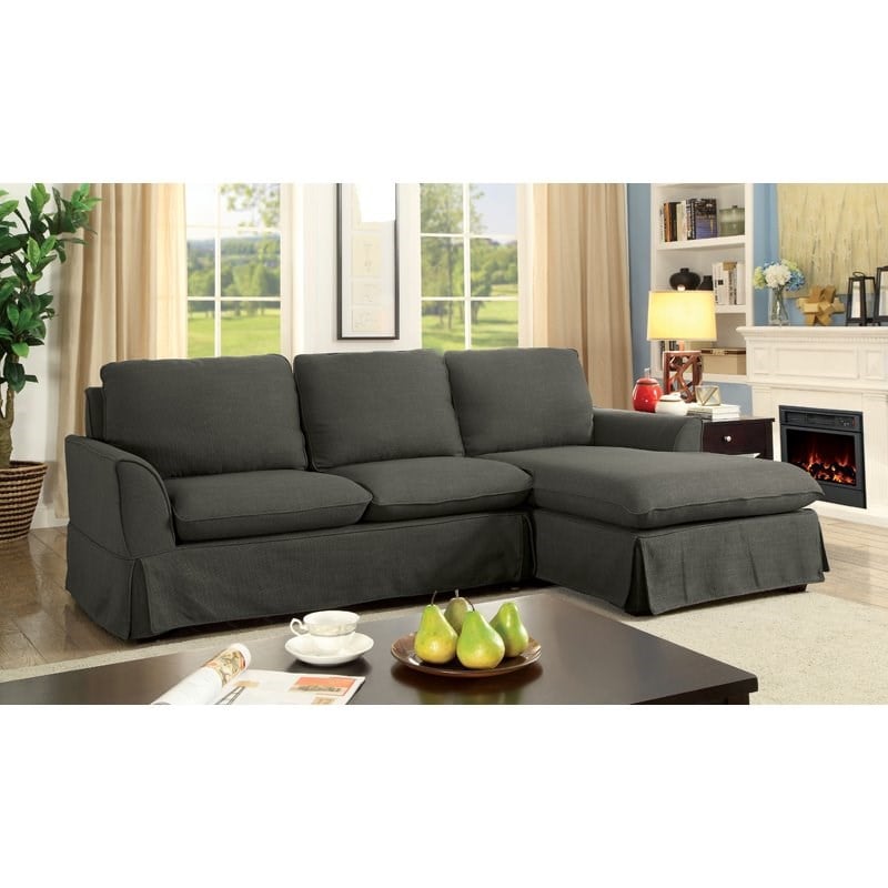 Furniture of America Delbi Transitional Fabric Sectional in Gray