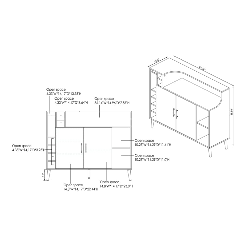 Furniture of America Reid Modern Wood Multi-Storage Buffet in White
