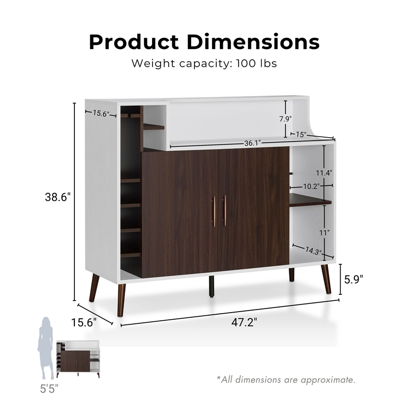Furniture of America Reid Modern Wood Multi-Storage Buffet in White
