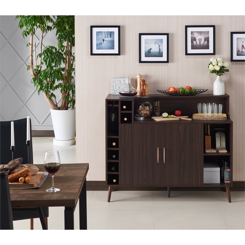 Furniture of America Reid Modern Wood Multi-Storage Buffet in Wenge Brown