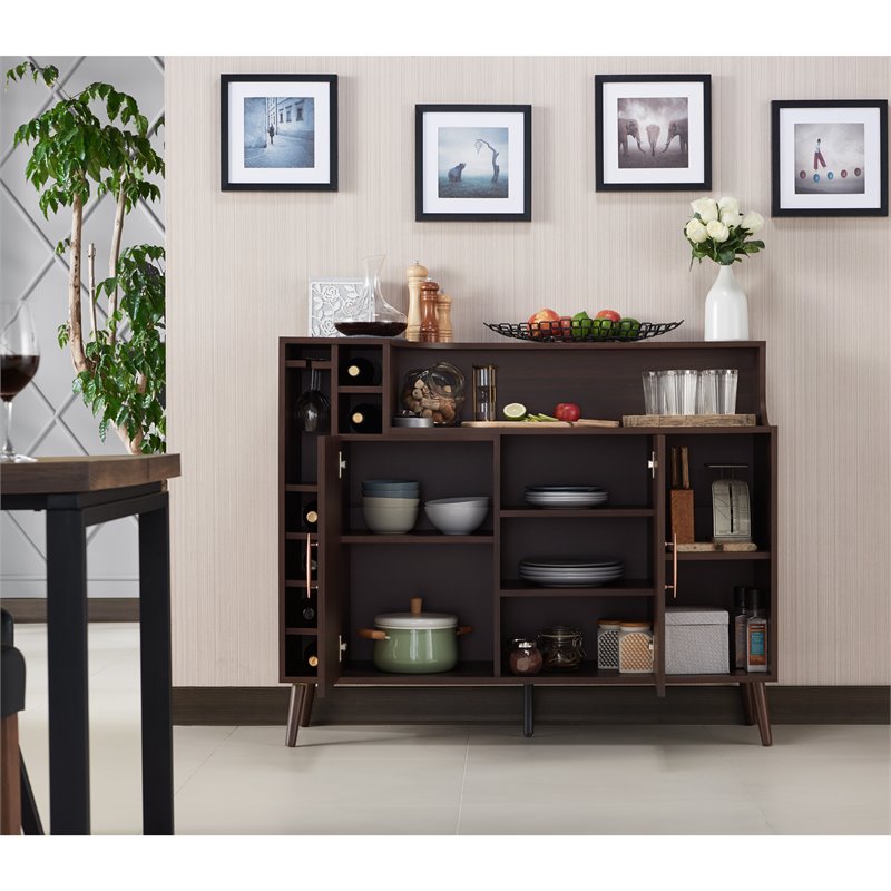 Furniture of America Reid Modern Wood Multi-Storage Buffet in Wenge Brown