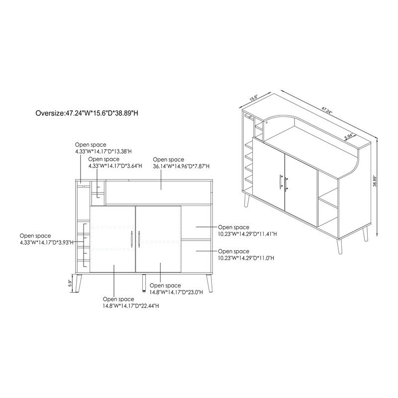 Furniture of America Reid Modern Wood Multi-Storage Buffet in Wenge Brown