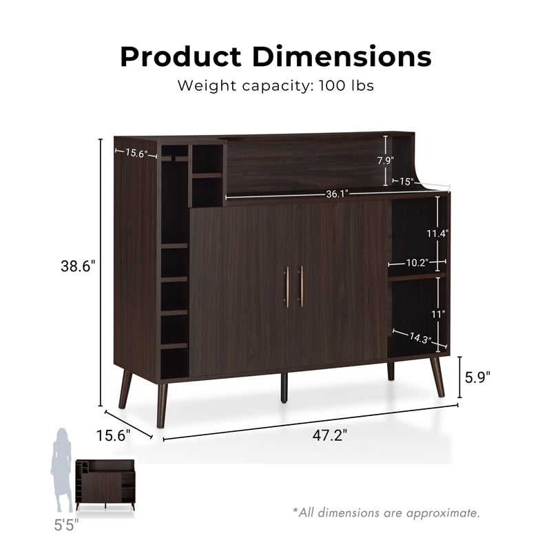 Furniture of America Reid Modern Wood Multi-Storage Buffet in Wenge Brown
