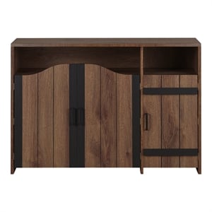 Furniture of America Helen Farmhouse Wood 6-Shelf Buffet in Distressed Walnut