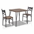 Furniture of America Kelle Transitional Metal 3-Piece Dining Set in Brown