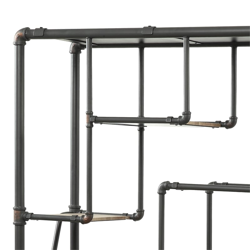 Furniture of America Alvin Industrial Metal 8-Shelf Bookcase in Sand Black