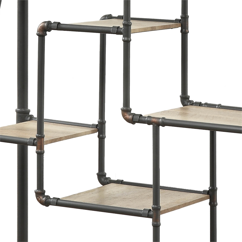 Furniture of America Alvin Industrial Metal 8-Shelf Bookcase in Sand Black