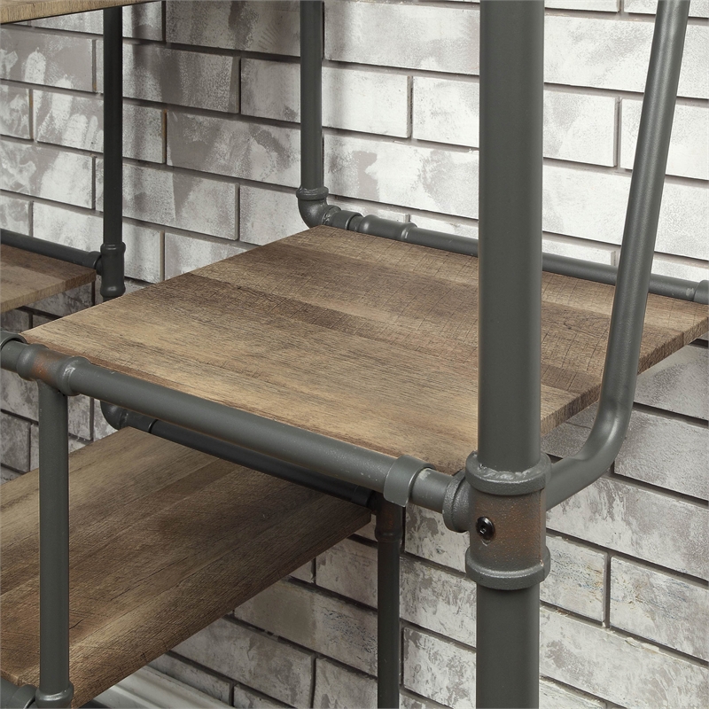 Furniture of America Alvin Industrial Metal 8-Shelf Bookcase in Sand Black