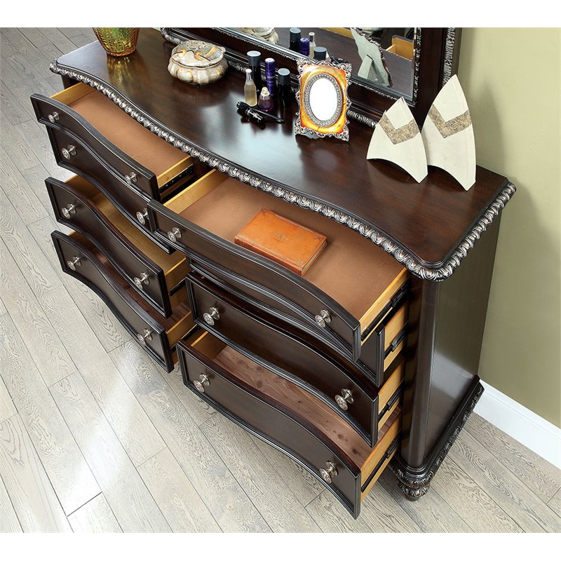 Furniture Of America Kory 8 Drawer Dresser With Mirror In Espresso