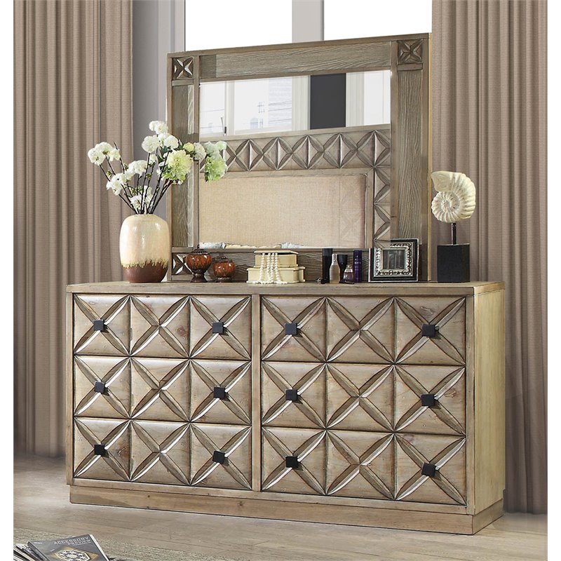 Furniture Of America Perry 6 Drawer Dresser With Mirror In Light