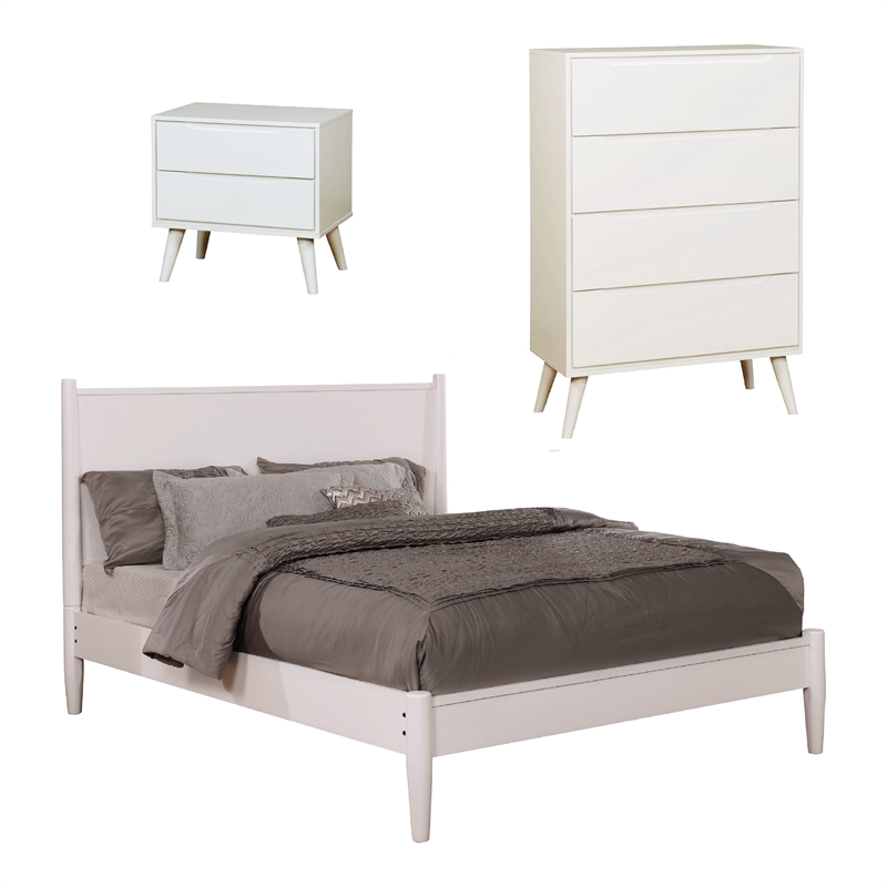 Furniture of America Adelie 3-Piece Mid-Century Modern Full Bed Set