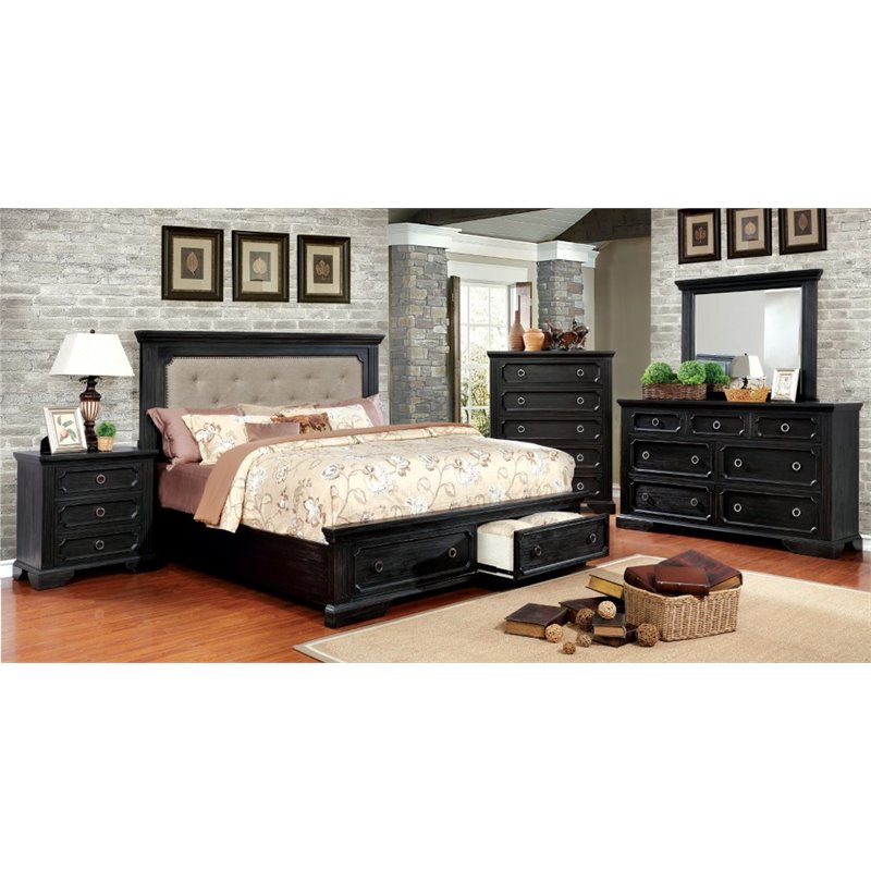 Furniture of America Maltese 4Piece Tufted Queen Bed Set 684357119723