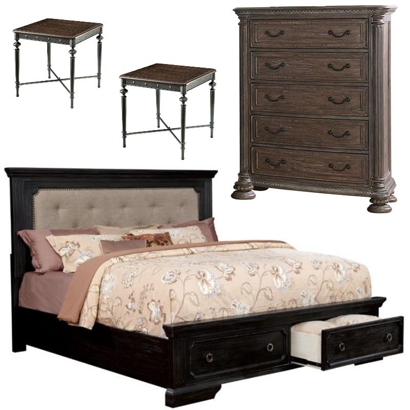 Furniture of America Maltese 4Piece Tufted Queen Bed Set 684357119723