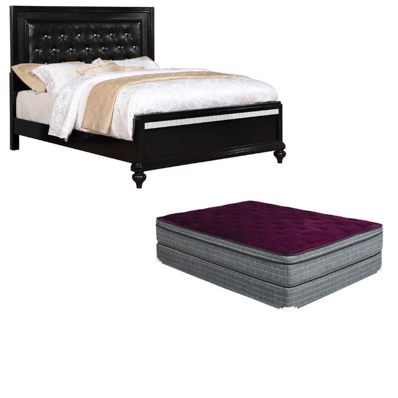 Furniture Of America Appell Mirrored Black Queen Bed With Mattress