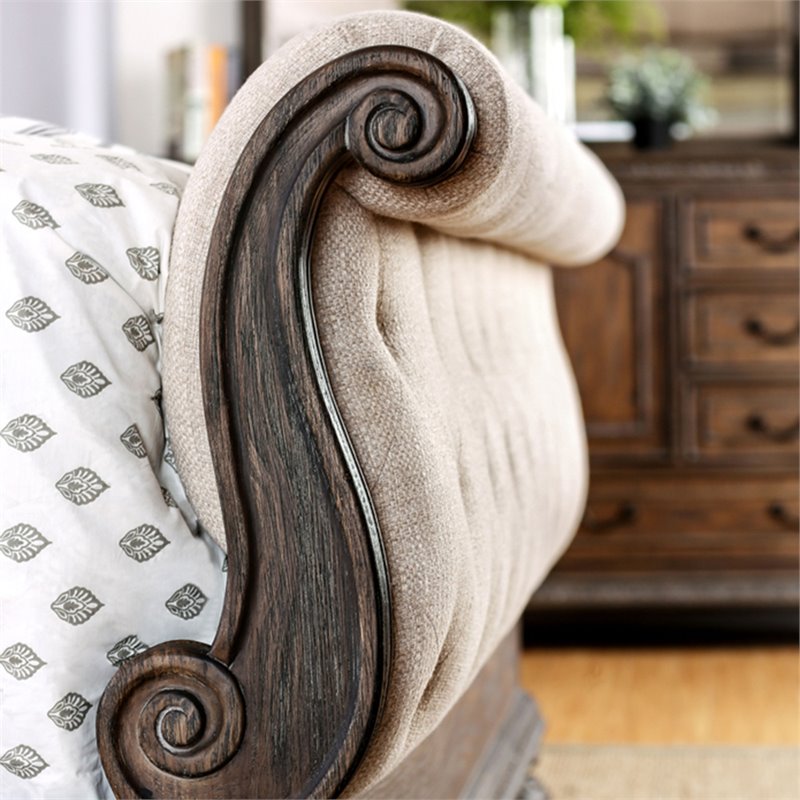 Furniture of America Kai 4-Piece Tufted Queen Sleigh Bed Set