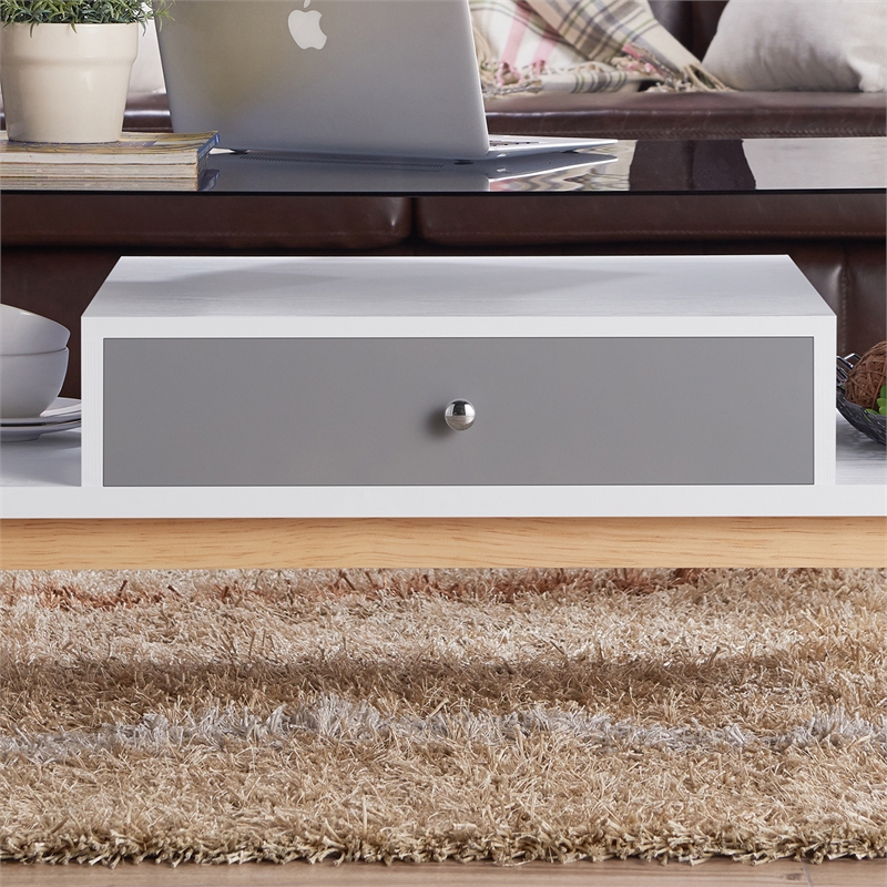 Furniture of America Lana Mid-Century Glass Top Coffee Table in Gray