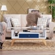 Furniture of America Lana Mid-Century Glass Top Coffee Table in Navy