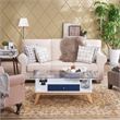 Furniture of America Lana Mid-Century Glass Top Coffee Table in Navy