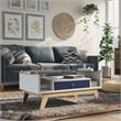 Furniture of America Lana Mid-Century Glass Top Coffee Table in Navy