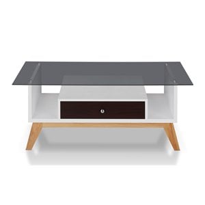 Furniture of America Lana Mid-Century Glass Top Coffee Table in Espresso