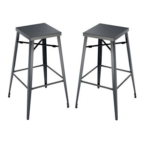 Furniture of America Roth 26-Inch Metal Bar Stool in Gray Gunmetal (Set of 2)