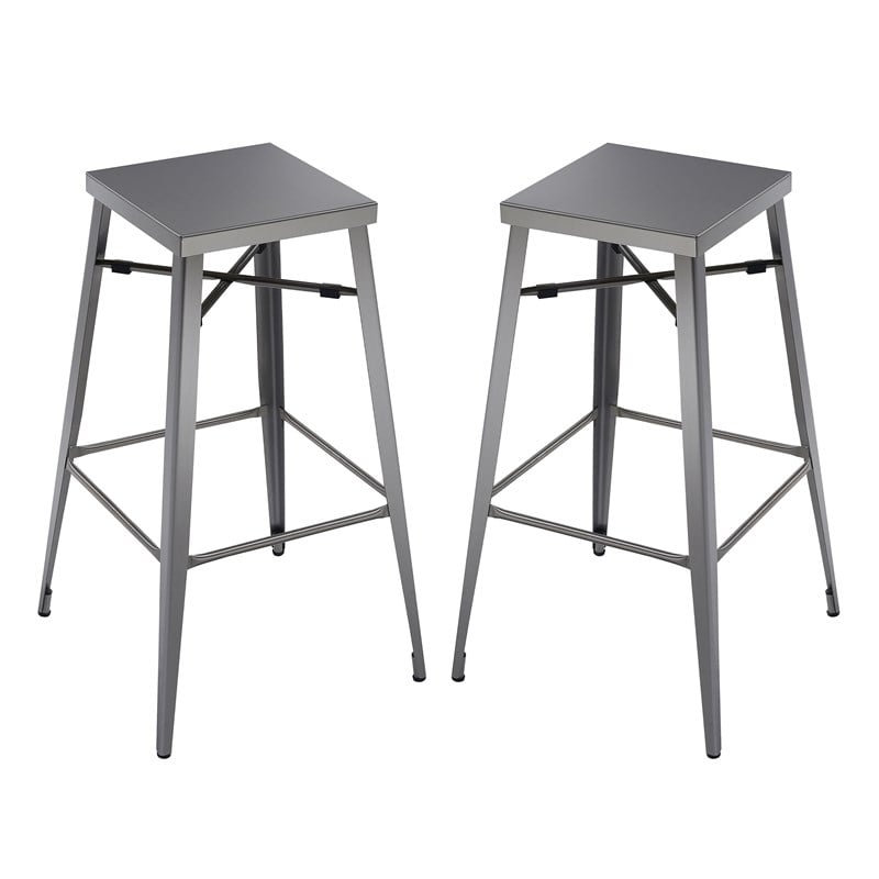 Furniture of America Roth 30-Inch Metal Bar Stool in Gray Gunmetal (Set of 2)