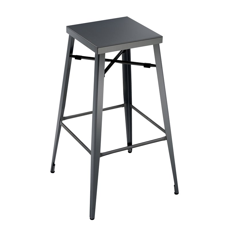 Furniture of America Roth 30 Inch Metal Bar Stool in Gray Gunmetal Set of 2