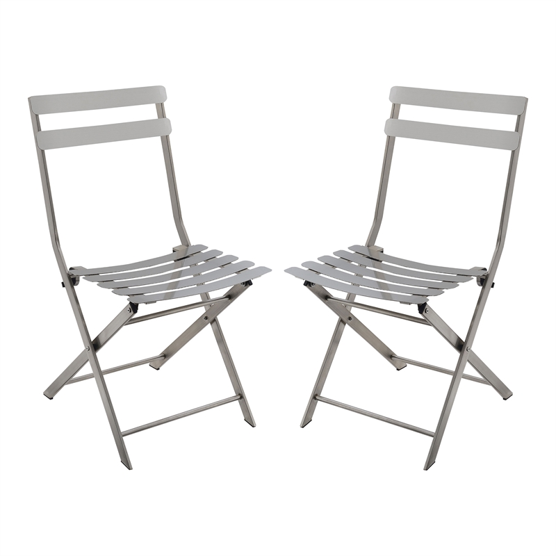 Furniture of America Mina Metal Side Chair in Silver Gun Metal (Set of 2)