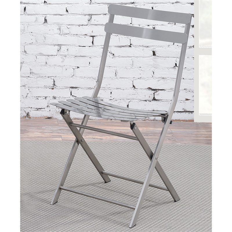 Furniture of America Mina Metal Side Chair in Silver Gun Metal (Set of 2)