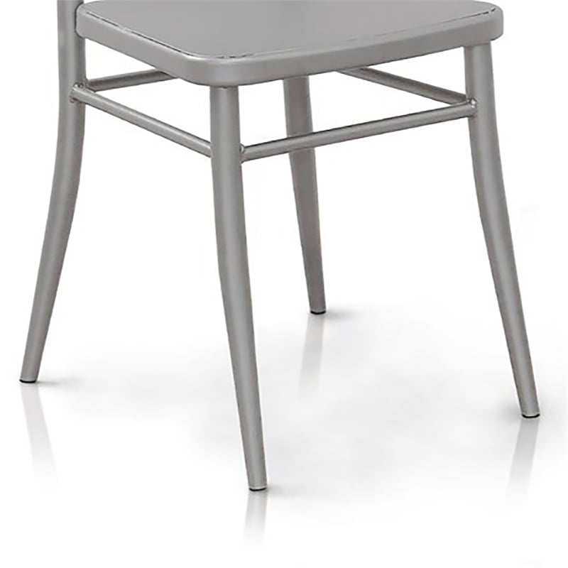 Furniture of America Balucci Metal Dining Chair in Silver (Set of 2)