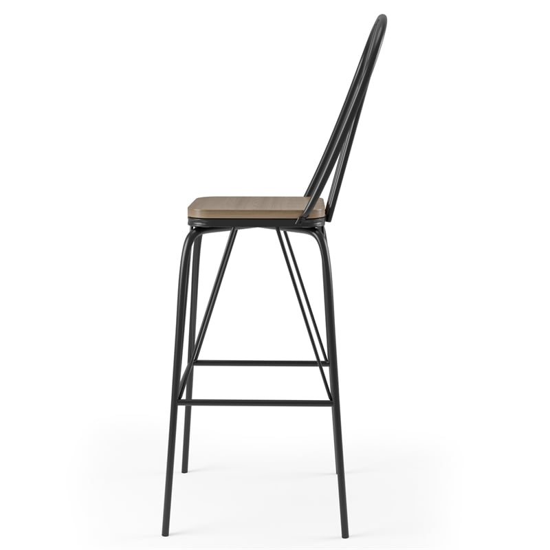 Furniture of America Chelsea Metal Windsor Bar Stool in Black (Set of 2)
