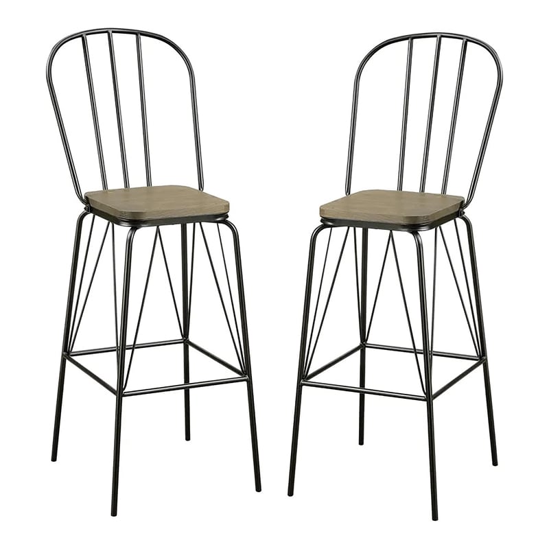 Furniture of America Chelsea Metal Windsor Bar Stool in Black (Set of 2)