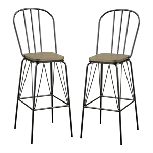 furniture of america chelsea cottage windsor metal bar stool in black (set of 2)