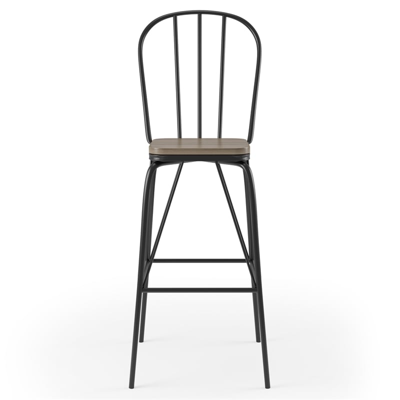 Furniture of America Chelsea Metal Windsor Bar Stool in Black (Set of 2)