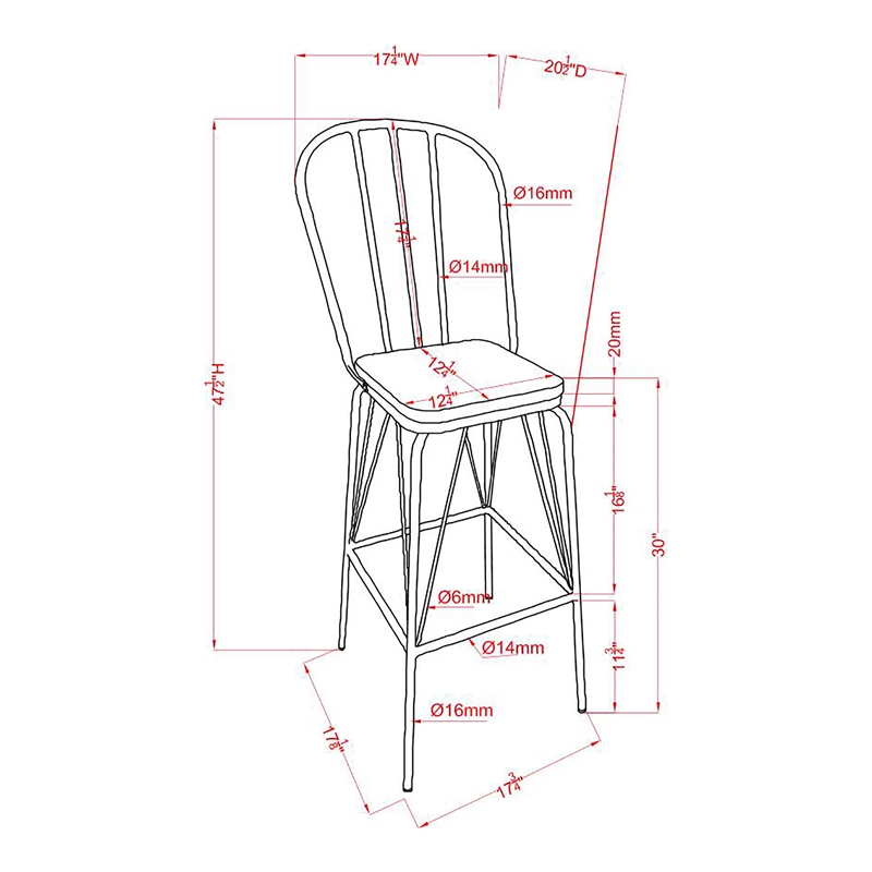 Furniture of America Chelsea Metal Windsor Bar Stool in Bronze (Set of 2)