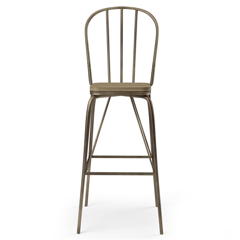 Furniture of America Chelsea Metal Windsor Bar Stool in Bronze (Set of 2)