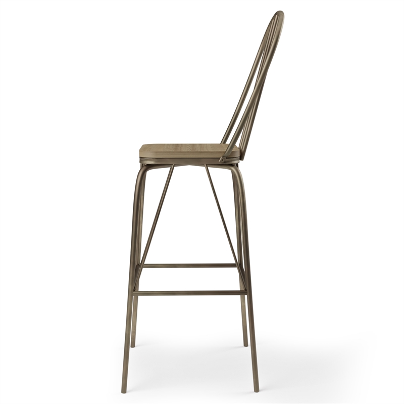 Furniture of America Chelsea Metal Windsor Bar Stool in Bronze (Set of 2)