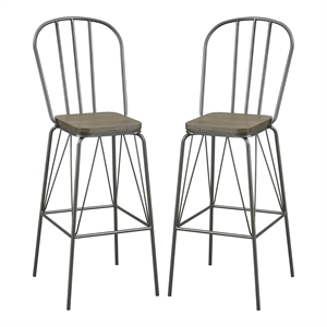 furniture of america chelsea cottage windsor metal bar stool in gray (set of 2)
