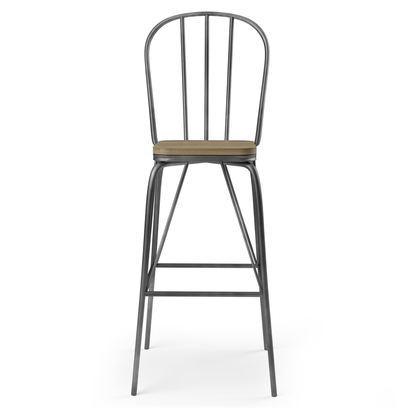 Furniture of America Chelsea Metal Windsor Bar Stool in Gray (Set of 2)